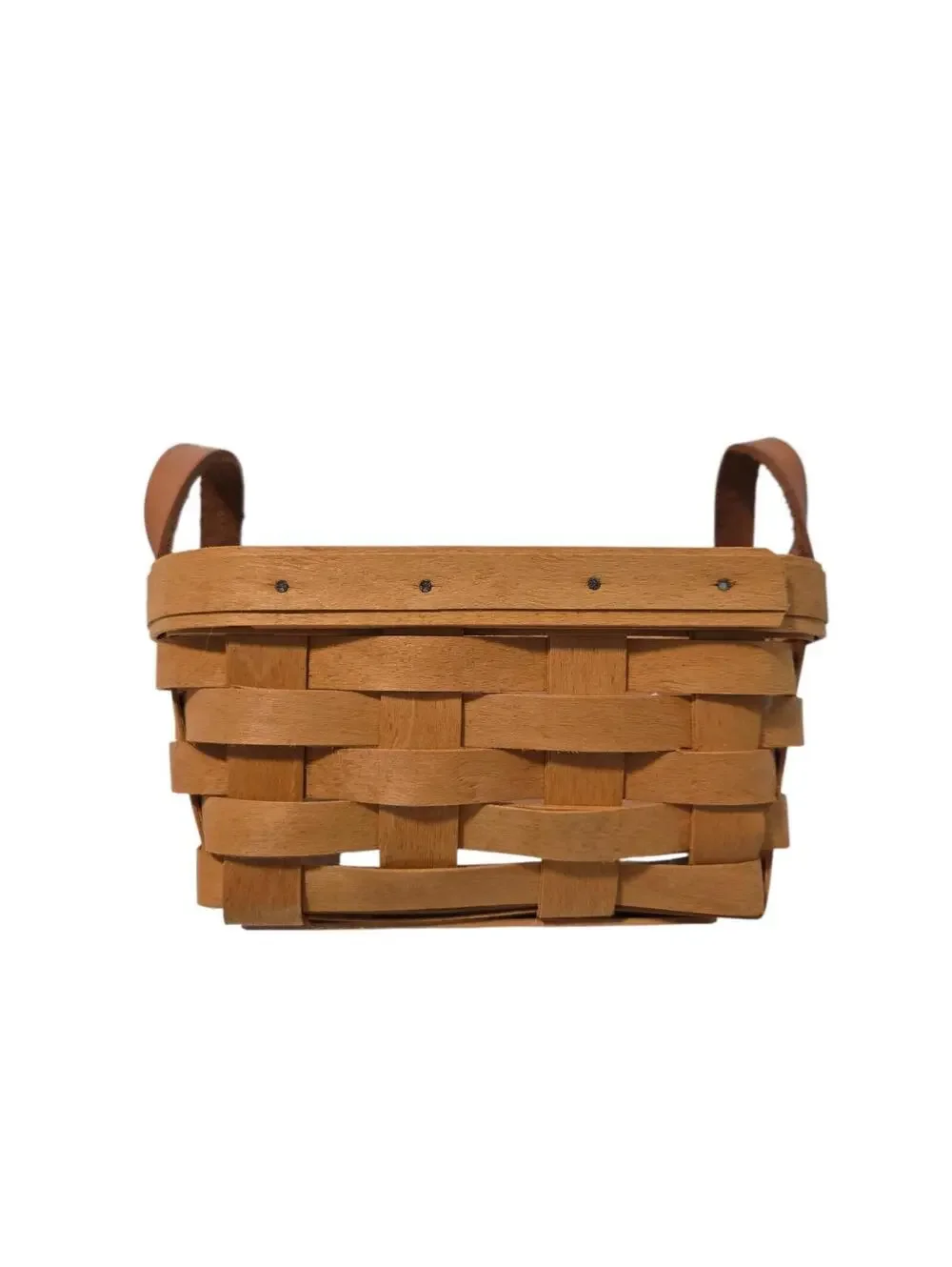 Vintage 1998 Longaberger Tea Basket Leather Handles Protector & Paperwork Signed